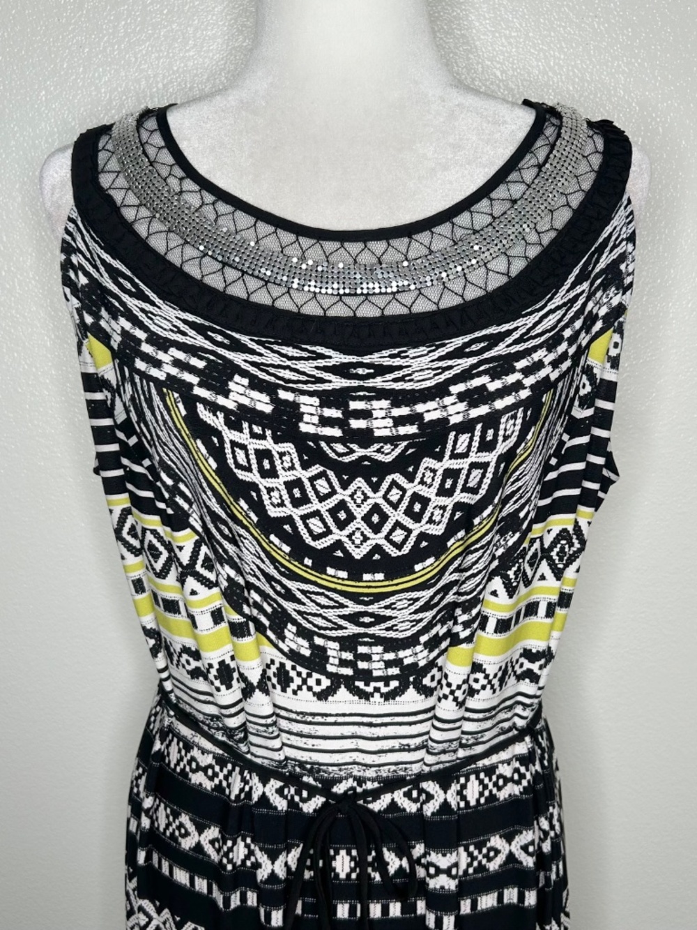 Catherines Womens Black & White Patterned Sleeveless Jersey Maxi Dress Size 1X - Picture 2 of 9